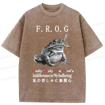 Tokyo-Tiger Indifferent Frog Washed T-Shirt
