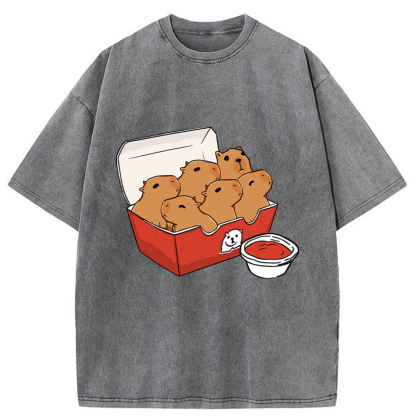 Tokyo-Tiger Capybara With Tomato Sauce Washed T-Shirt