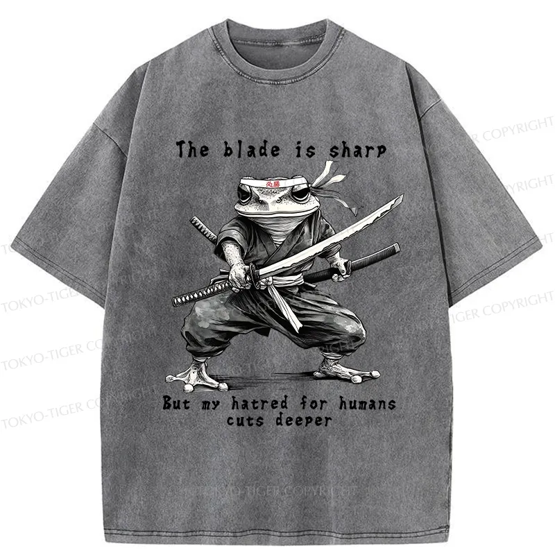 Tokyo-Tiger Attack Human Frog Ninja Washed T-Shirt