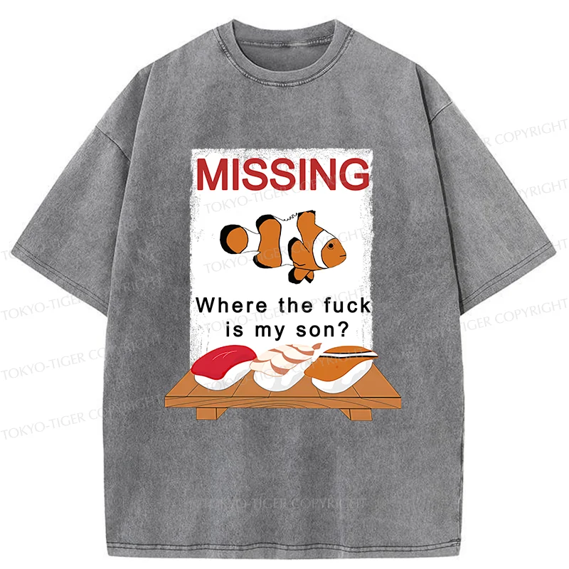 Tokyo-Tiger Clownfish Sushi Washed T-Shirt
