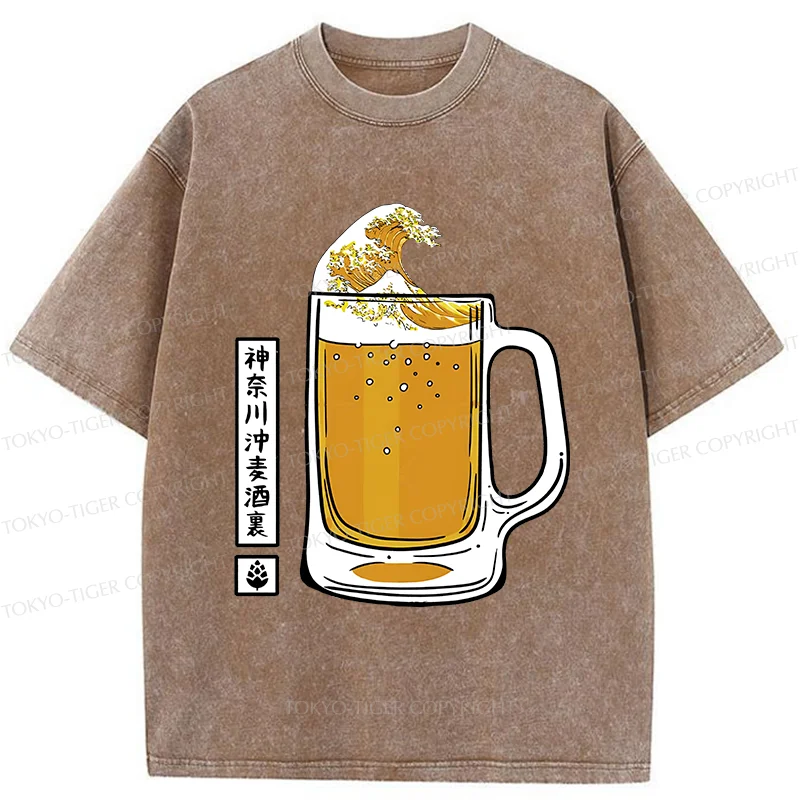 Tokyo-Tiger Japan Beer Wave Washed T-Shirt