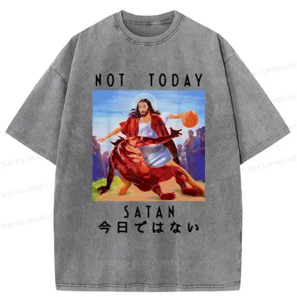 Tokyo-Tiger Jesus Is Fighting The Devil Washed T-Shirt