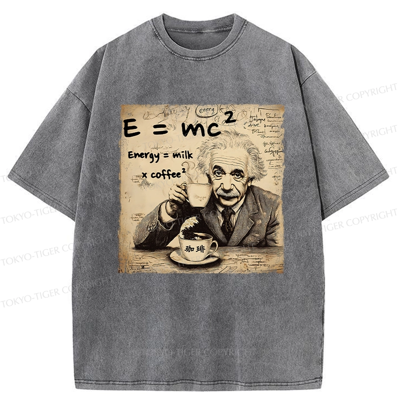 Tokyo-Tiger Funny Energy=Milk x Coffee^2 Washed T-Shirt