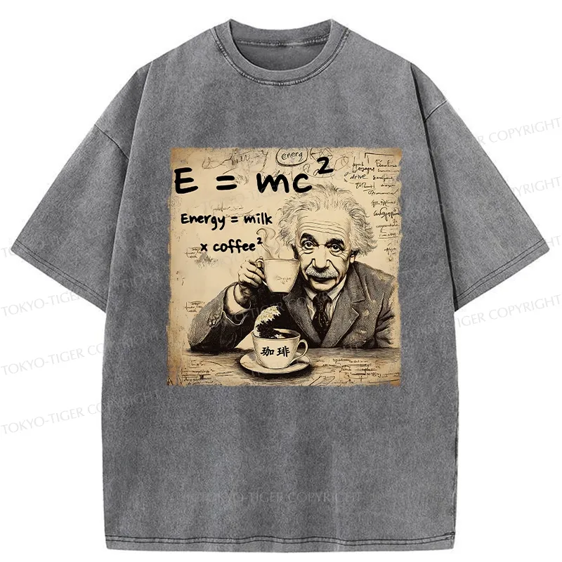 Tokyo-Tiger Funny Energy=Milk x Coffee^2 Washed T-Shirt