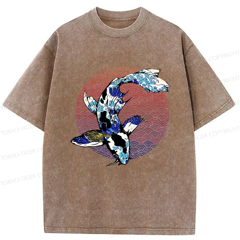 Tokyo-Tiger Vintage Japanese Koi Washed T-Shirt