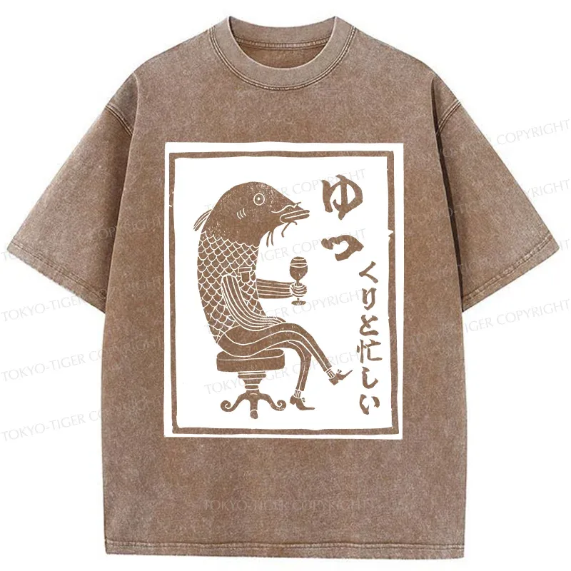 Tokyo-Tiger Retro Fishman Washed T-Shirt