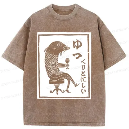 Tokyo-Tiger Retro Fishman Washed T-Shirt