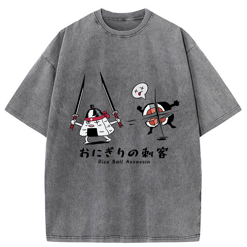 Tokyo-Tiger Rice Ball Assassin Washed T-Shirt