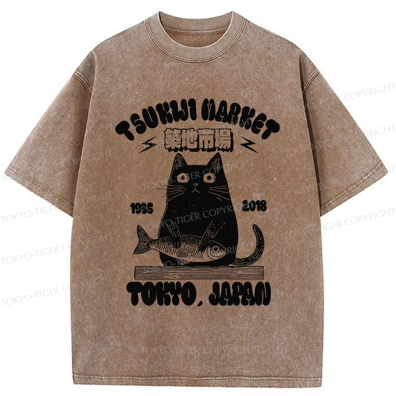Tokyo-Tiger Tsukiji Market Japan Washed T-Shirt