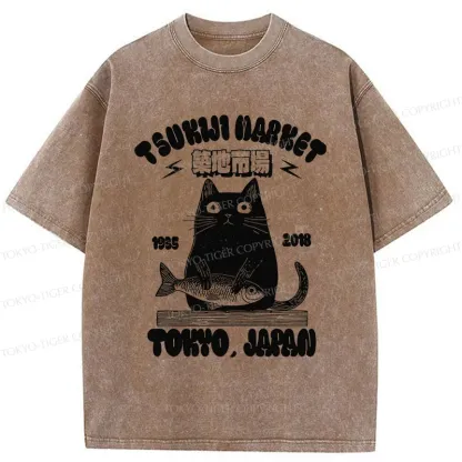 Tokyo-Tiger Tsukiji Market Japan Washed T-Shirt
