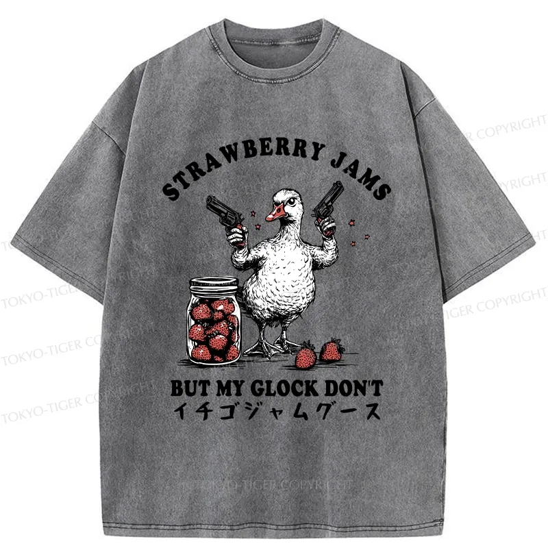 Tokyo-Tiger Strawberry Jam Funny Washed T-Shirt