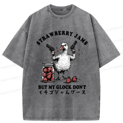 Tokyo-Tiger Strawberry Jam Funny Washed T-Shirt