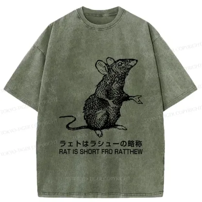 Tokyo-Tiger Funny Rat Japan Washed T-Shirt