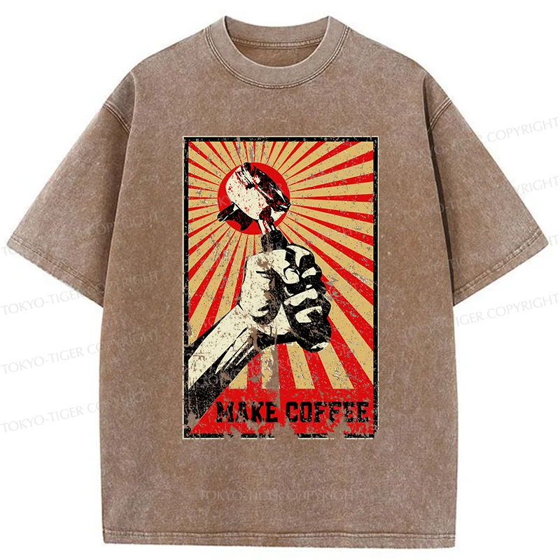 Tokyo-Tiger Make Coffee Together Washed T-Shirt