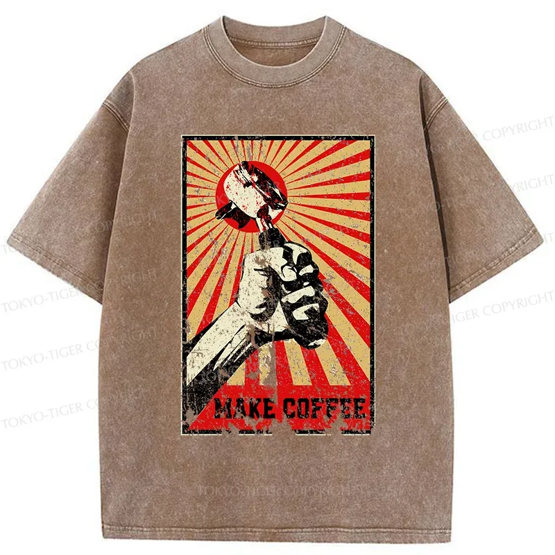Tokyo-Tiger Make Coffee Together Washed T-Shirt