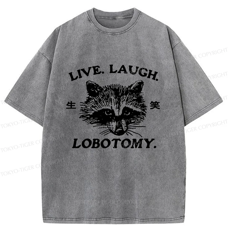 Tokyo-Tiger Funny Raccoon Washed T-Shirt