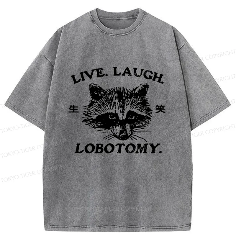 Tokyo-Tiger Funny Raccoon Washed T-Shirt