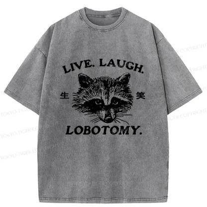 Tokyo-Tiger Funny Raccoon Washed T-Shirt