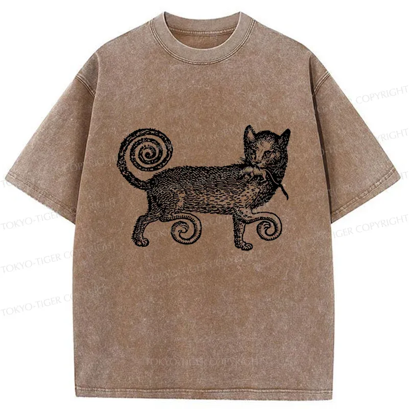 Tokyo-Tiger Cat That Caught The Mouse Washed T-Shirt