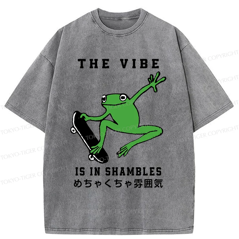 Tokyo-Tiger Frog Skateboard Washed T-Shirt