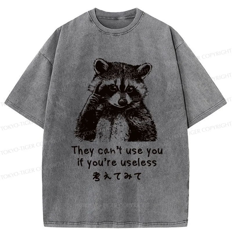 Tokyo-Tiger Funny Raccoon Quotes Washed T-Shirt