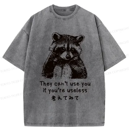 Tokyo-Tiger Funny Raccoon Quotes Washed T-Shirt