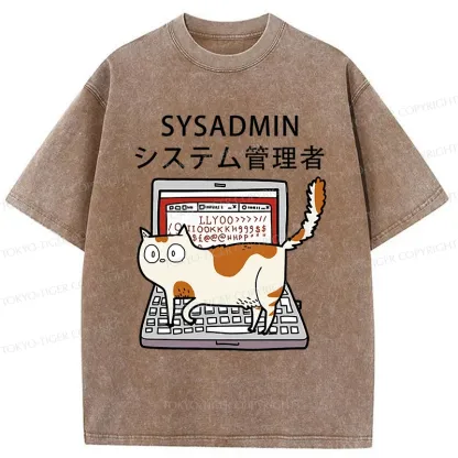 Tokyo-Tiger Naughty Cat Japan Washed T-Shirt