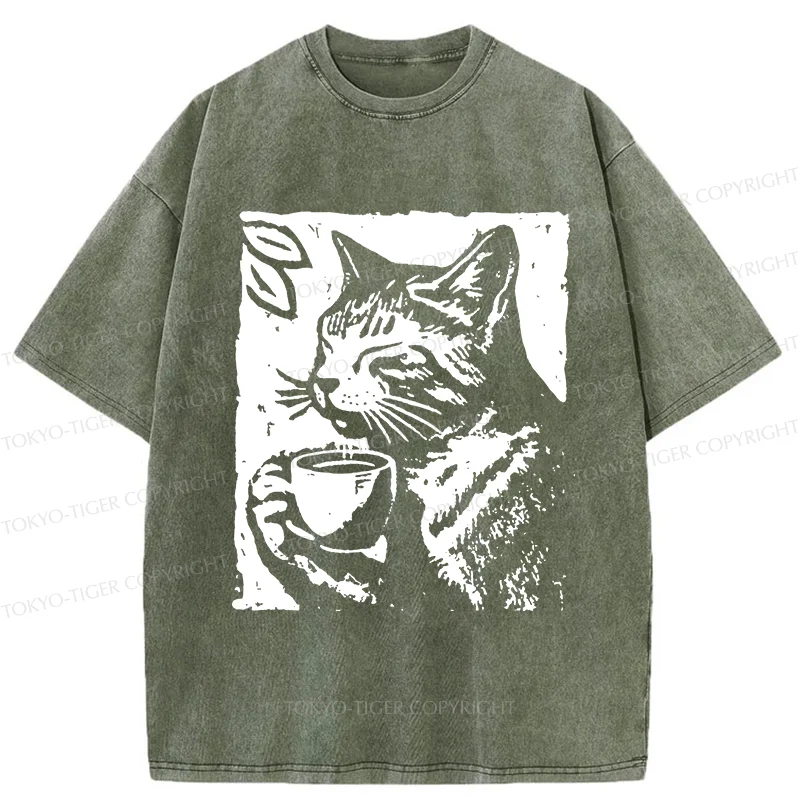 Tokyo-Tiger Comfortable Cat Washed T-Shirt