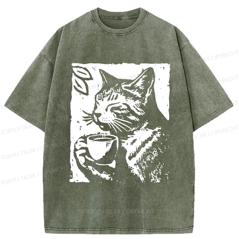 Tokyo-Tiger Comfortable Cat Washed T-Shirt