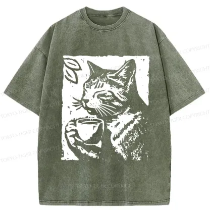 Tokyo-Tiger Comfortable Cat Washed T-Shirt