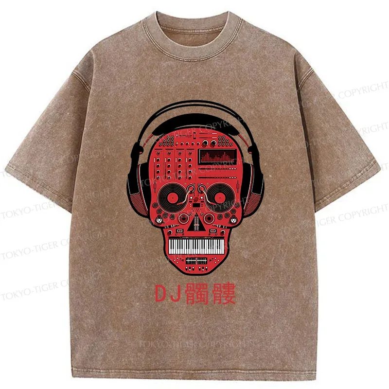 Tokyo-Tiger DJ Skull Washed T-Shirt
