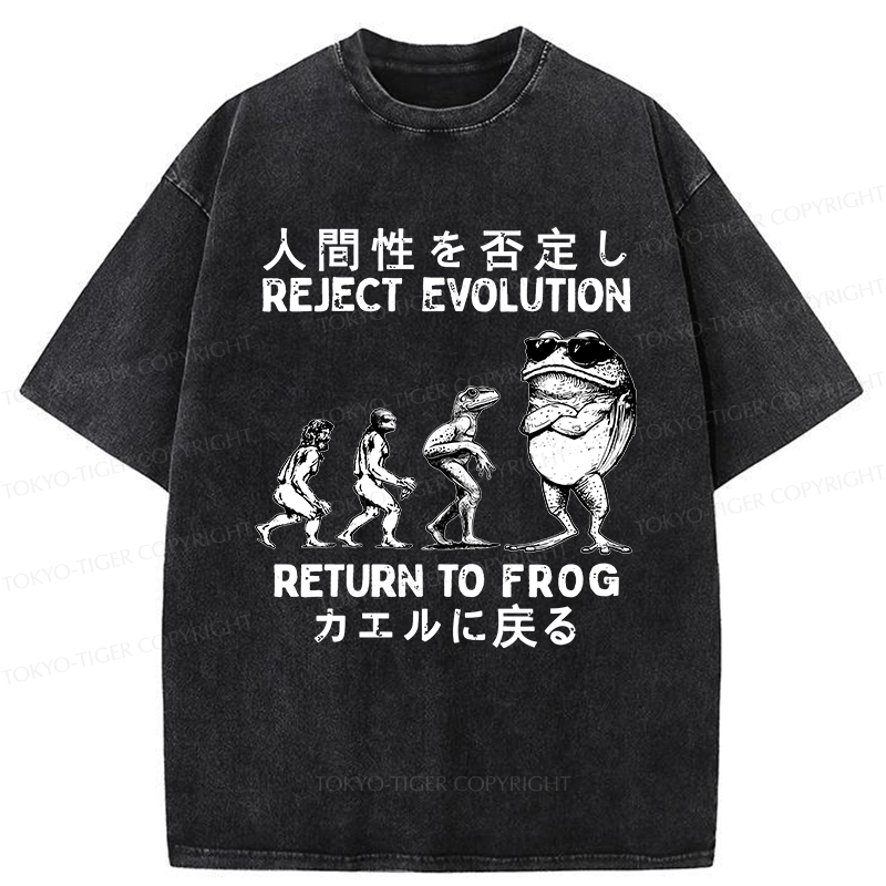 Tokyo-Tiger Reject Evolution Return To Frog Funny Washed T-Shirt