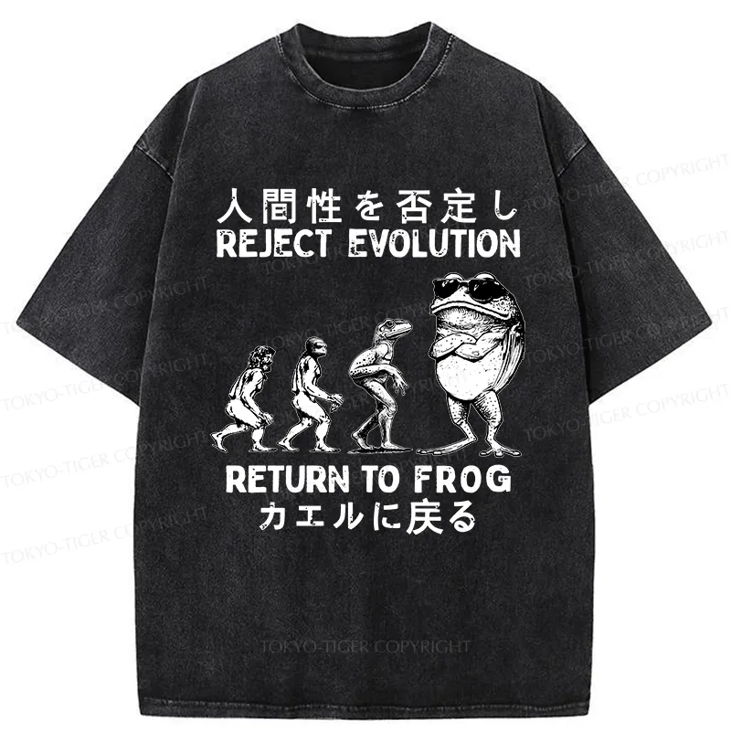 Tokyo-Tiger Reject Evolution Return To Frog Funny Washed T-Shirt