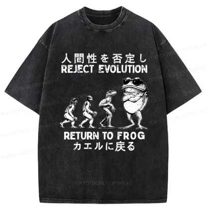 Tokyo-Tiger Reject Evolution Return To Frog Funny Washed T-Shirt