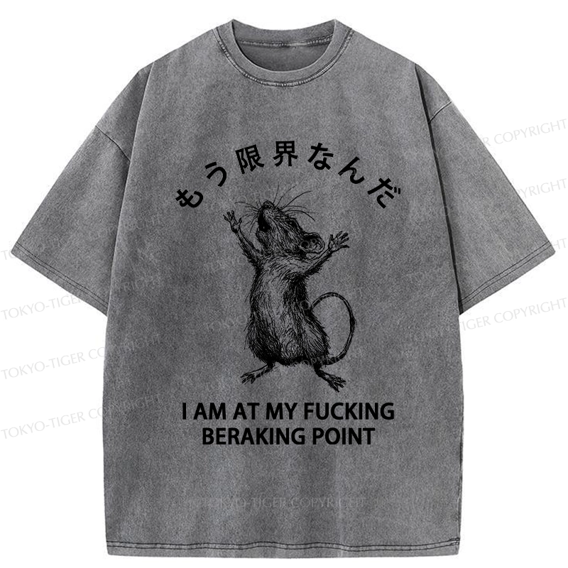 Tokyo-Tiger Funny Crash Mouse Washed T-Shirt