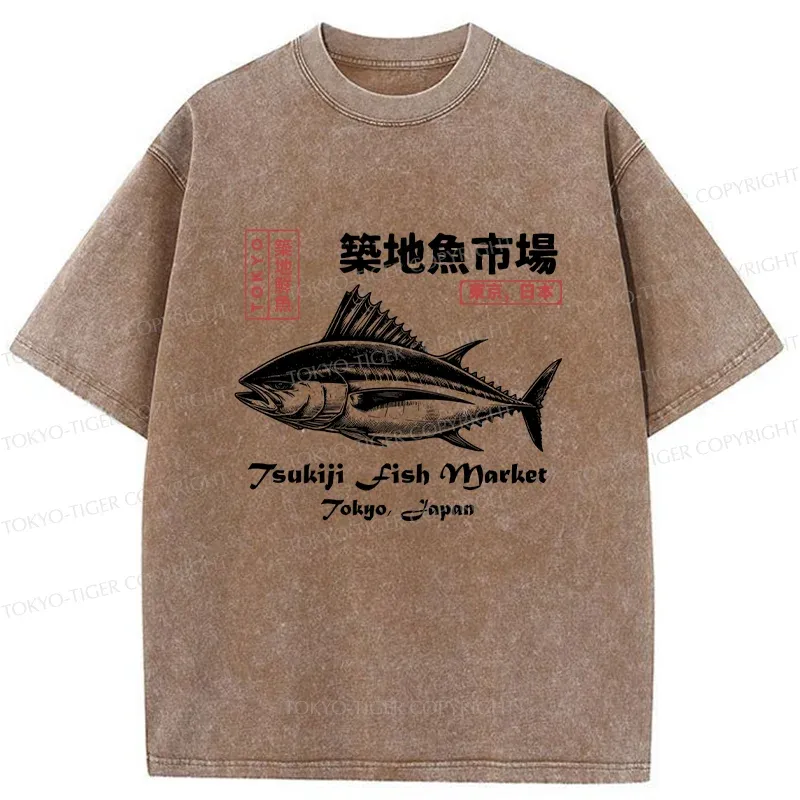 Tokyo-Tiger Vintage Tokyo Fish Market Washed T-Shirt
