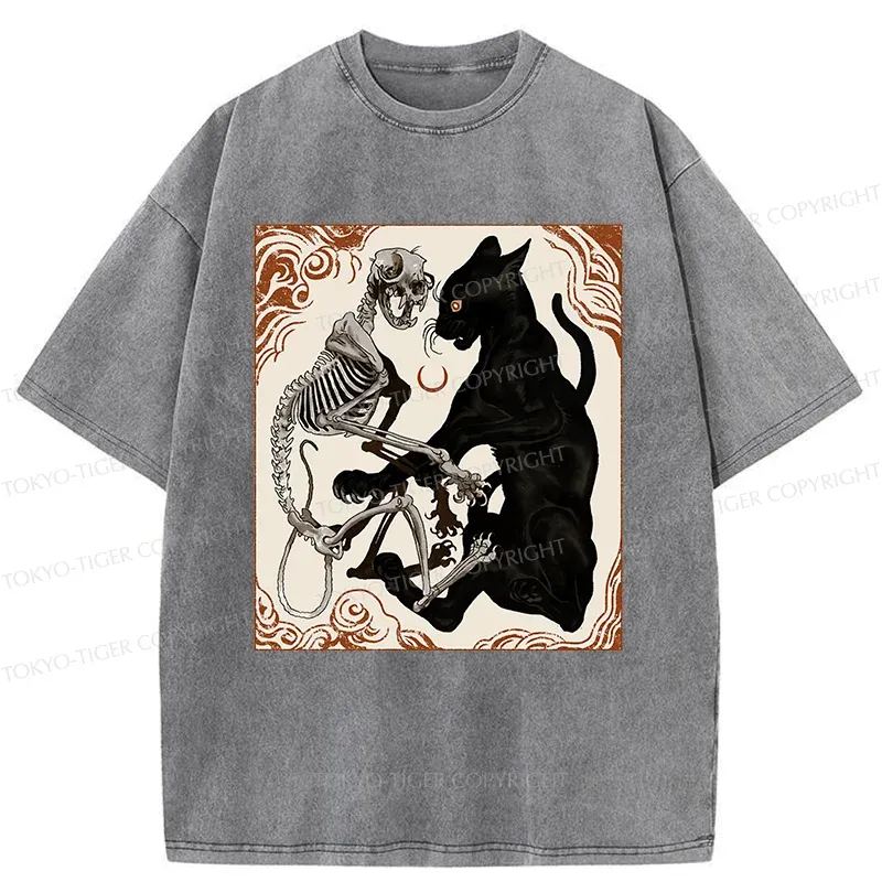 Tokyo-Tiger Twin Cats Washed T-Shirt