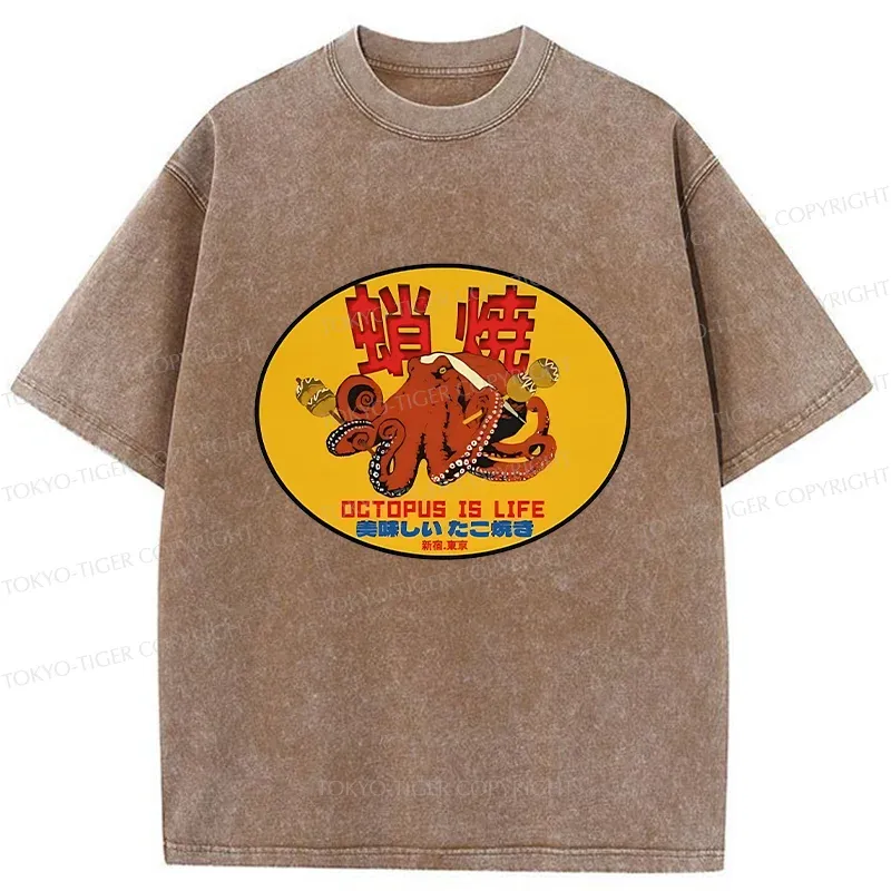 Tokyo-Tiger Delicious Takoyaki Washed T-Shirt