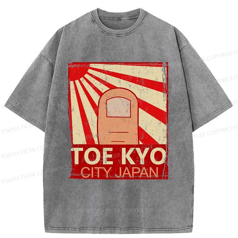 Tokyo-Tiger Toe Kyo Funny Washed T-Shirt