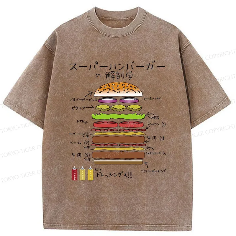 Tokyo-Tiger Anatomy Of A Hamburger Washed T-Shirt