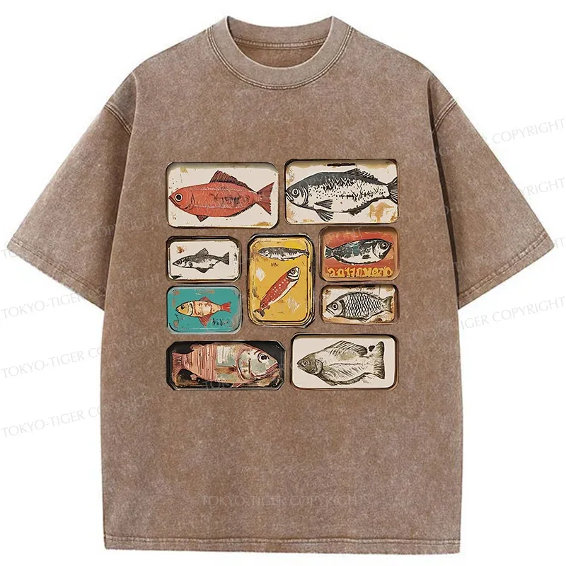 Tokyo-Tiger Vintage Canned Fish Washed T-Shirt