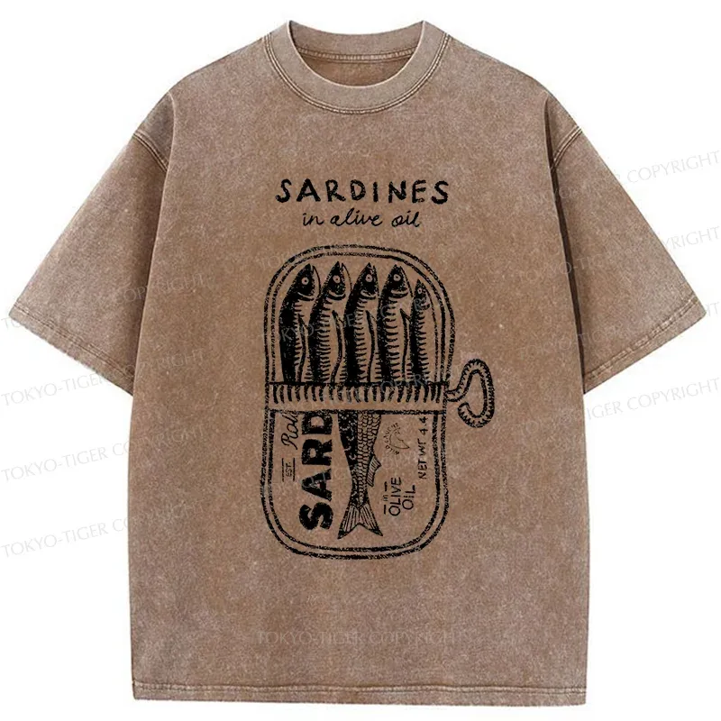 Tokyo-Tiger Canned Sardines Washed T-Shirt