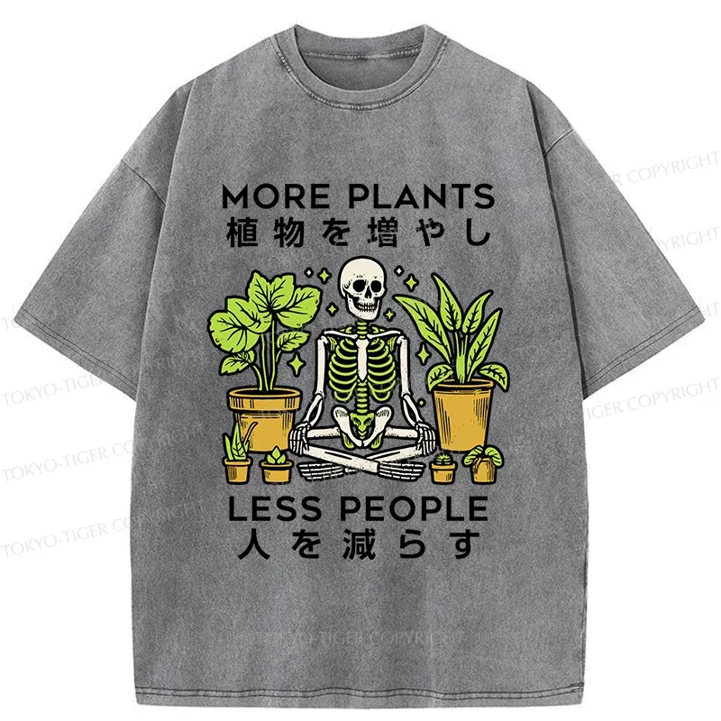 Tokyo-Tiger Plants And Skeleton Washed T-Shirt