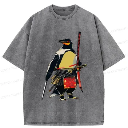 Tokyo-Tiger Samurai Penguin Washed T-Shirt