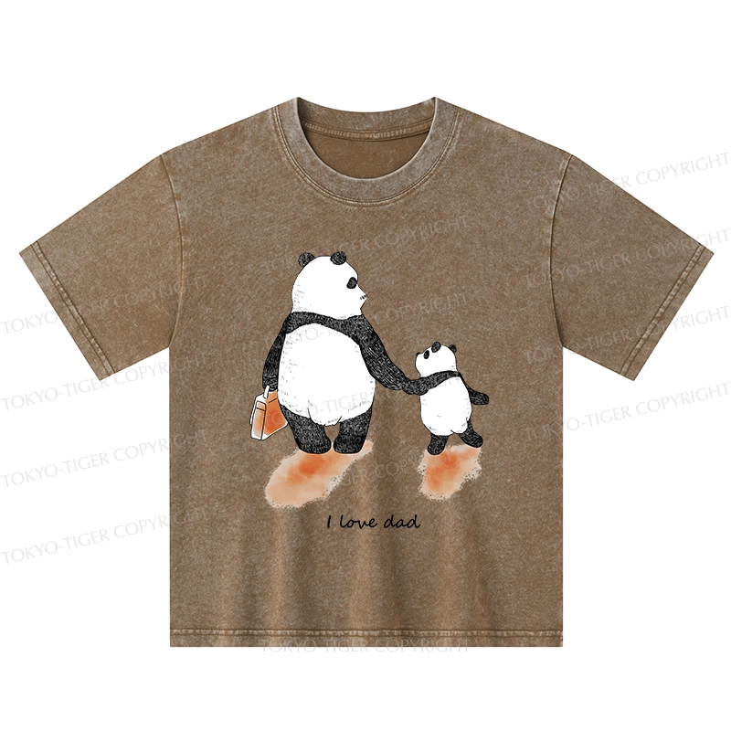 Tokyo-Tiger I Love My Father Kids Washed T-Shirt