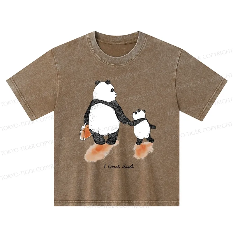 Tokyo-Tiger I Love My Father Kids Washed T-Shirt