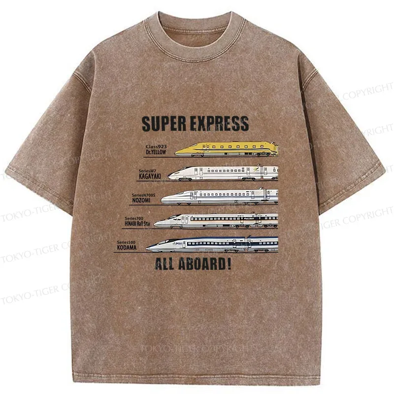 Tokyo-Tiger Japan Shinkansen Kanji Washed T-Shirt