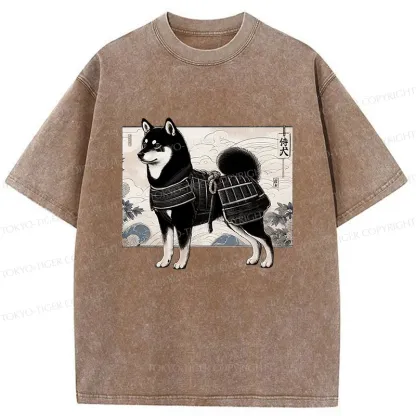 Tokyo-Tiger Cute Japanese Shiba Inu Washed T-Shirt