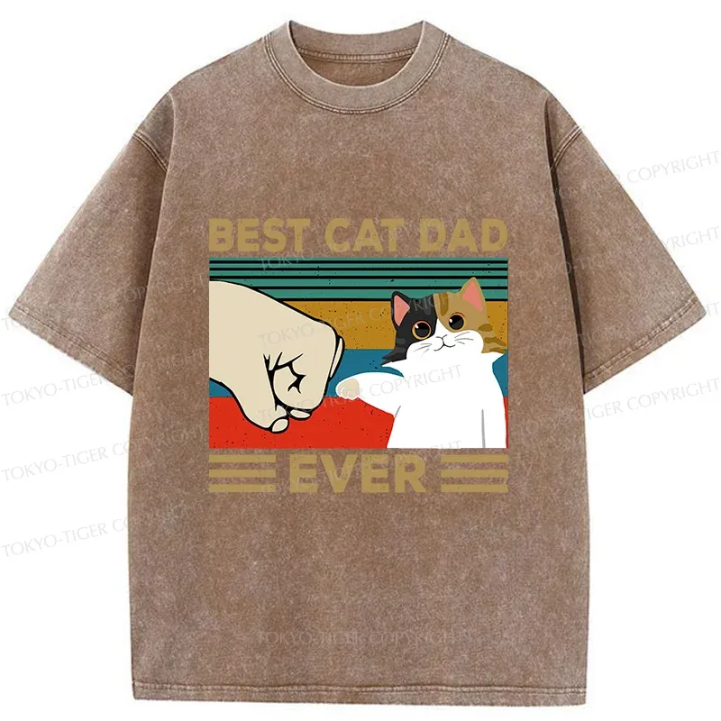 Tokyo-Tiger Cat Dad Funny Washed T-Shirt
