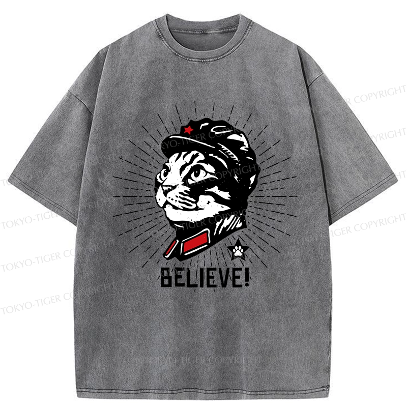 Tokyo-Tiger Trust Cat Chairman Washed T-Shirt